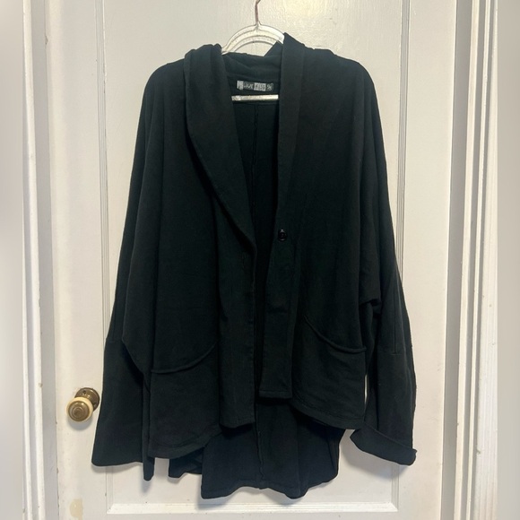 Blue Fish Made In USA Lagenlook Open Shawl Black Cardigan One Size - Picture 1 of 5